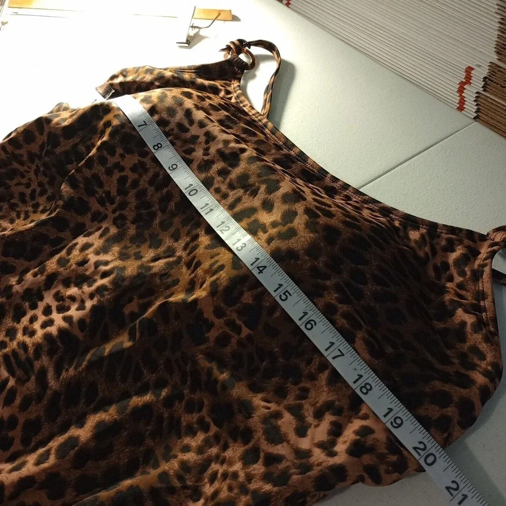 Time and Tru Leopard Double Ring Strap One Piece Swimsuit Women's Size 3X NWT
